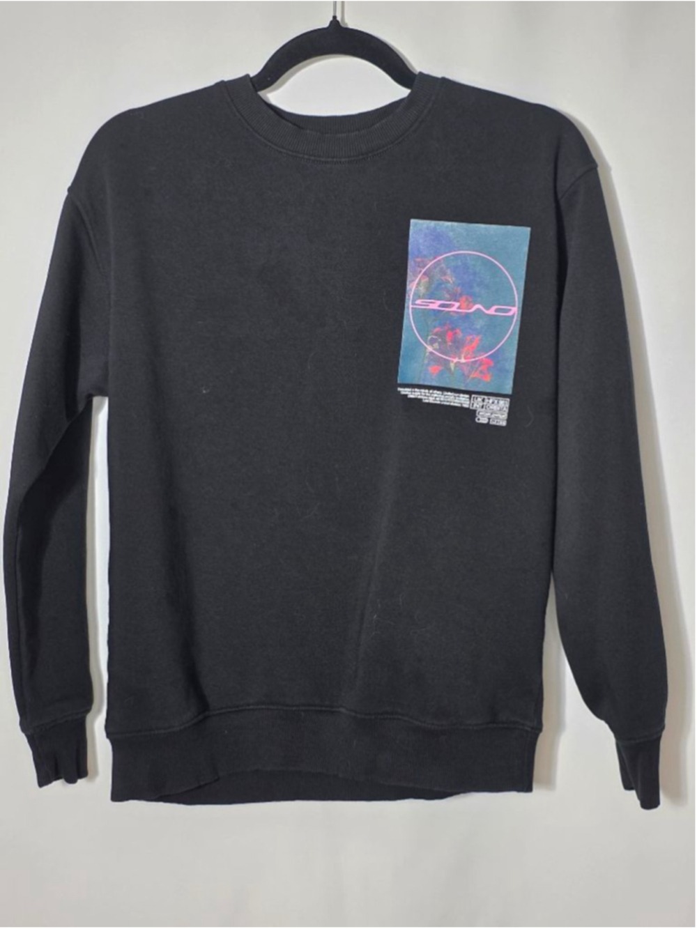 Denim & Flower Black Sweatshirt Graphic Print Size 13/14 CM 164
